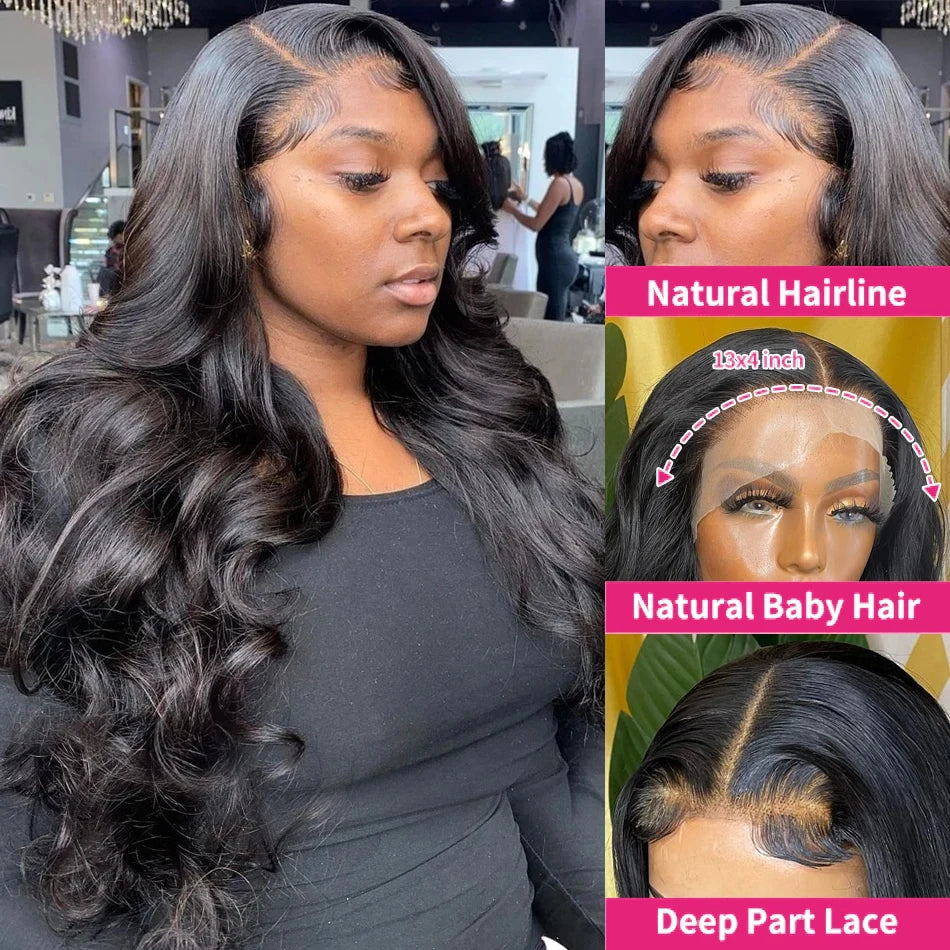 Wear And Go Glueless Human Hair Wigs Preplucked Brazilian Body Wave 13x6 HD Lace Frontal Human Hair Wigs For Women Ready To Wear